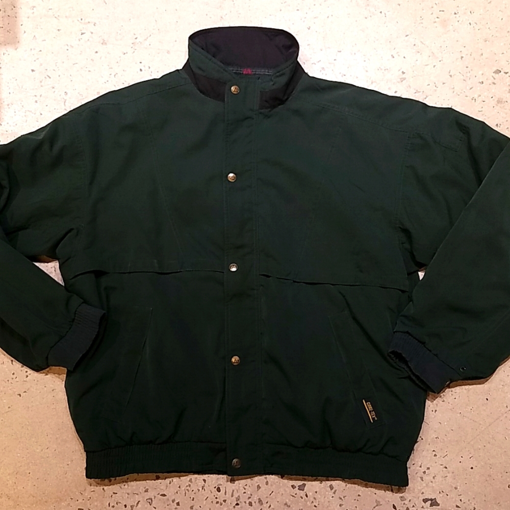 Tourney gore tex mens dark green button front windbreaker size xl